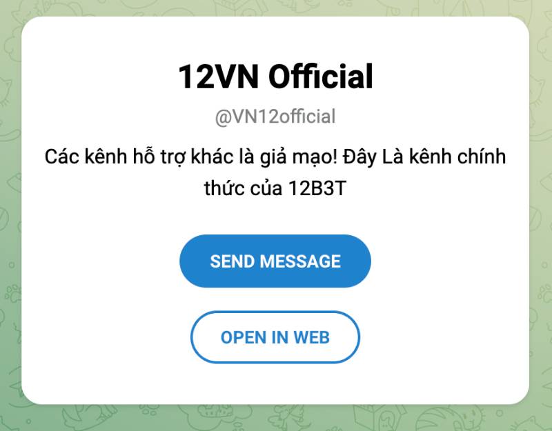 Telegram 12VN Official – Hỗ trợ chat cực nhanh